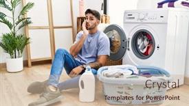  Presentation with hand washing - Presentation with young-hispanic-man-putting-dirty background and a soft green colored foreground
