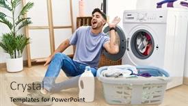  Presentation with hispanic - PPT layouts with young-hispanic-man-putting-dirty background and a soft green colored foreground