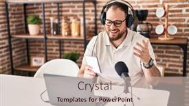  Presentation with radio - Presentation with young-hispanic-man-radio-reporter background and a lemonade colored foreground