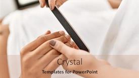  Presentation with manicure - Presentation design featuring young-hispanic-man-relaxed-having background and a coral colored foreground