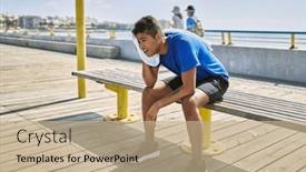  Presentation with training - Presentation design enhanced with young-hispanic-man-resting background and a coral colored foreground