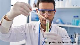  Presentation with measuring ingredient - Theme featuring young-hispanic-man-scientist-measuring background and a light blue colored foreground