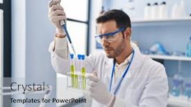  Presentation with pipette - Presentation featuring young-hispanic-man-scientist-measuring background and a light blue colored foreground