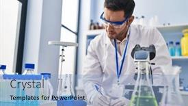  Presentation with report - Presentation theme enhanced with young-hispanic-man-scientist-measuring background and a light blue colored foreground