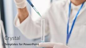  Presentation with test tube laboratory - Slides consisting of young-hispanic-man-scientist-pouring background and a light gray colored foreground