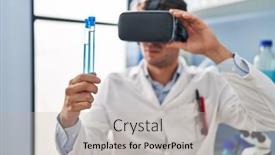  Presentation with virtual laboratory - Slide deck with young-hispanic-man-scientist-using background and a light gray colored foreground