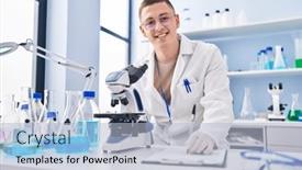  Presentation with report - PPT layouts having young-hispanic-man-scientist-using background and a light blue colored foreground