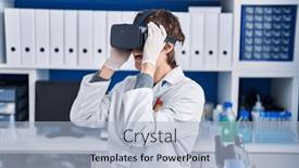  Presentation with virtual laboratory - Slides enhanced with young-hispanic-man-scientist-using background and a light blue colored foreground