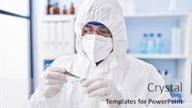  Presentation with sample - Slide set enhanced with young-hispanic-man-scientist-wearing background and a light gray colored foreground