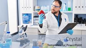  Presentation with scientist - Slide set consisting of young-hispanic-man-scientist-write background and a  colored foreground