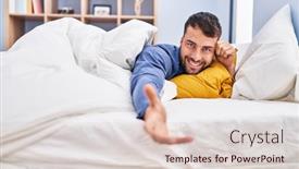  Presentation with shake hand - Slide deck enhanced with young-hispanic-man-shake-hand background and a  colored foreground