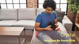  Presentation with history empty tomb of jesus - Presentation theme consisting of young-hispanic-man-showing-empty background and a coral colored foreground