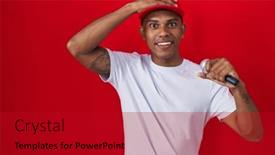  Presentation with stressed - Presentation featuring young-hispanic-man-singing-song background and a  colored foreground