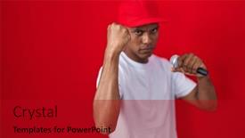  Presentation with anger - Slides enhanced with young-hispanic-man-singing-song background and a  colored foreground