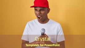  Presentation with anger - Slide set enhanced with young-hispanic-man-singing-song background and a  colored foreground