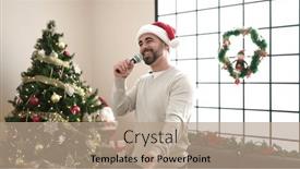  Presentation with christmas tree - Theme enhanced with young-hispanic-man-singing-song and a coral colored foreground