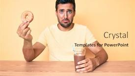  Presentation with beverage - Audience pleasing presentation design consisting of young-hispanic-man-sitting backdrop and a blonde colored foreground