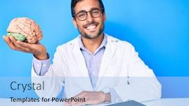  Presentation with standing sitting - Audience pleasing slide deck consisting of young-hispanic-man-sitting backdrop and a light blue colored foreground