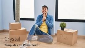  Presentation with praying hands - Presentation theme consisting of young-hispanic-man-sitting background and a coral colored foreground