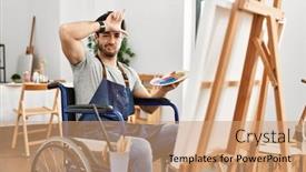  Presentation with wheelchair - Slides with young-hispanic-man-sitting background and a  colored foreground
