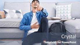  Presentation with shame - PPT layouts consisting of young-hispanic-man-sitting background and a ocean colored foreground