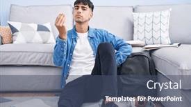  Presentation with italian - Theme enhanced with young-hispanic-man-sitting background and a  colored foreground