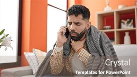  Presentation with smartphone - Slides featuring young-hispanic-man-sitting background and a violet colored foreground