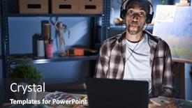  Presentation with lips - Presentation design with young-hispanic-man-sitting background and a dark gray colored foreground