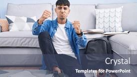  Presentation with anger - Theme consisting of young-hispanic-man-sitting background and a ocean colored foreground