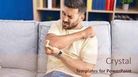  Presentation with pain - PPT layouts consisting of young-hispanic-man-sitting background and a  colored foreground