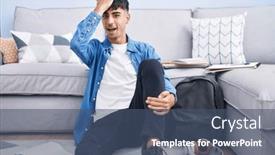  Presentation with memory - Slide deck enhanced with young-hispanic-man-sitting background and a  colored foreground