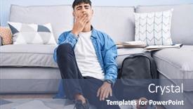  Presentation with floor - Presentation theme with young-hispanic-man-sitting background and a  colored foreground