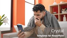  Presentation with hispanic - Presentation theme consisting of young-hispanic-man-sitting and a violet colored foreground