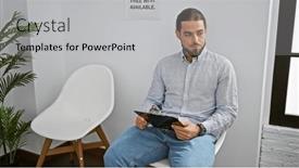  Presentation with waiting room - Slide set having young-hispanic-man-sitting and a light gray colored foreground