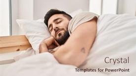  Presentation with sleeping - Presentation theme with young-hispanic-man-sleeping background and a lemonade colored foreground