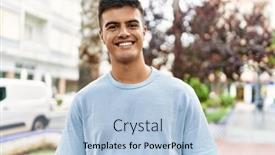  Presentation with confident - Beautiful theme featuring young-hispanic-man-smiling-confident backdrop and a light blue colored foreground