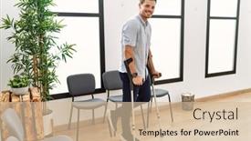  Presentation with waiting room - PPT theme consisting of young-hispanic-man-smiling-confident background and a soft green colored foreground