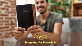  Presentation with confident - PPT theme consisting of young-hispanic-man-smiling-confident background and a tawny brown colored foreground