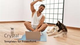  Presentation with confident - PPT theme featuring young-hispanic-man-smiling-confident background and a coral colored foreground