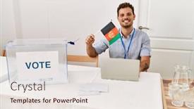  Presentation with afghanistan - Presentation theme featuring young-hispanic-man-smiling-confident background and a sky blue colored foreground