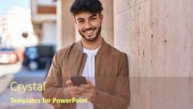  Presentation with confident - Presentation theme having young-hispanic-man-smiling-confident background and a tawny brown colored foreground