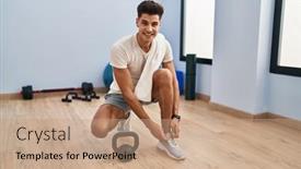  Presentation with gold man smile - Presentation consisting of young-hispanic-man-smiling-confident background and a coral colored foreground