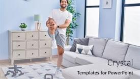  Presentation with confident - Presentation theme having young-hispanic-man-smiling-confident background and a light gray colored foreground