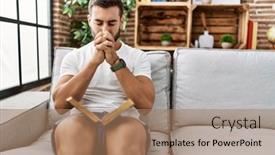  Presentation with confident - Slide deck featuring young-hispanic-man-smiling-confident background and a coral colored foreground