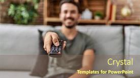  Presentation with confident - Presentation theme enhanced with young-hispanic-man-smiling-confident background and a violet colored foreground