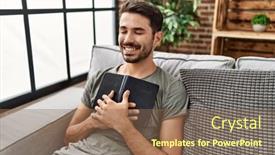  Presentation with confident - Slide deck with young-hispanic-man-smiling-confident background and a  colored foreground