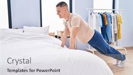  Presentation with confident - Slides having young-hispanic-man-smiling-confident background and a light gray colored foreground