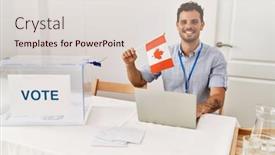  Presentation with canada flag - PPT theme enhanced with young-hispanic-man-smiling-confident background and a lemonade colored foreground