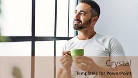  Presentation with confident - PPT theme having young-hispanic-man-smiling-confident background and a coral colored foreground