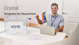  Presentation with venezuela - PPT theme having young-hispanic-man-smiling-confident background and a lemonade colored foreground